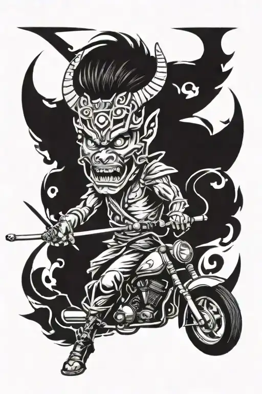 Car And Demon Samurai On