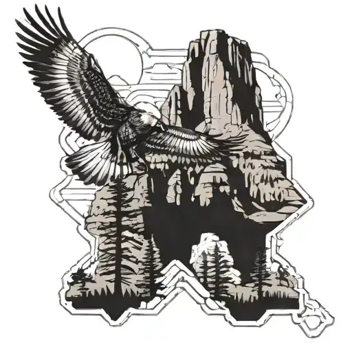 Bryce Canyon Mountains And Falcon Bird