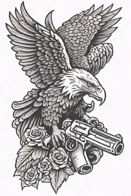 Bald Eagle Holding A Revolver