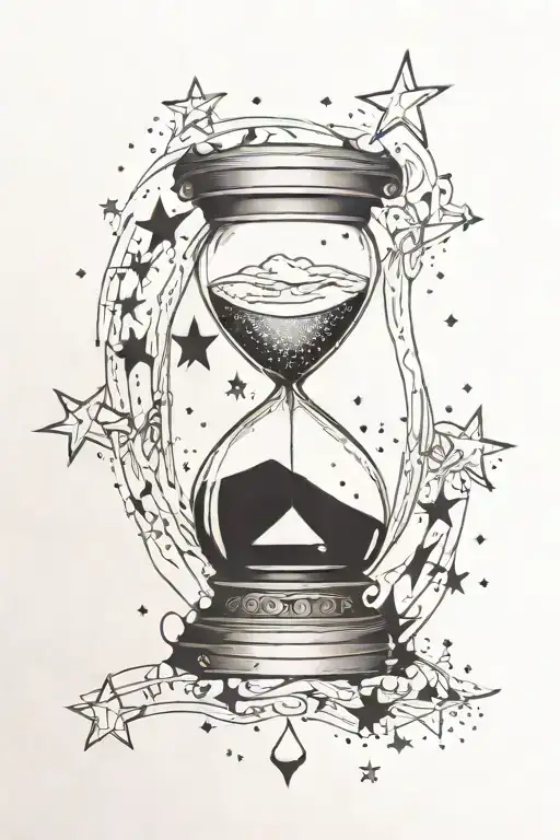 Hourglass Broken Bottom Half With Stars Coming Out Of It