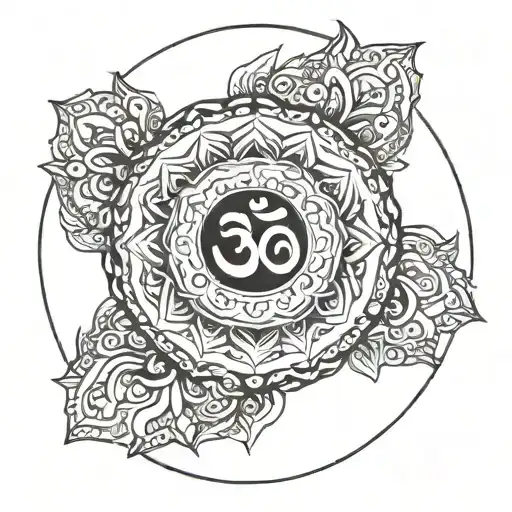 A Mandala Design Incorporating The Om Symbol In The Center