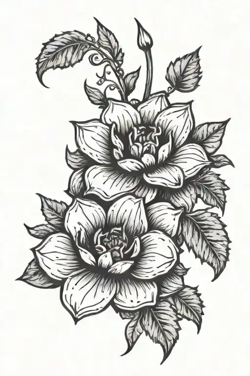 Viking Flowers Fine Line Dot Work