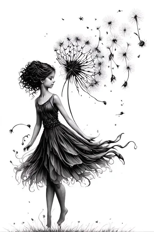 Fairy And Dandelion Blowing