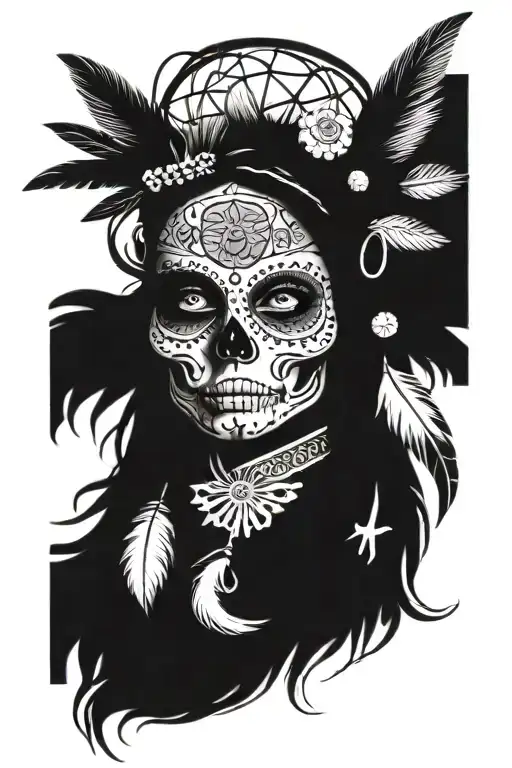 Dream Catcher Sugar Skull Aztec Headress