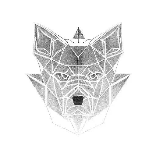 A Geometric Pattern Incorporating Elements Of A Dog's Silhouette And A Car Engine