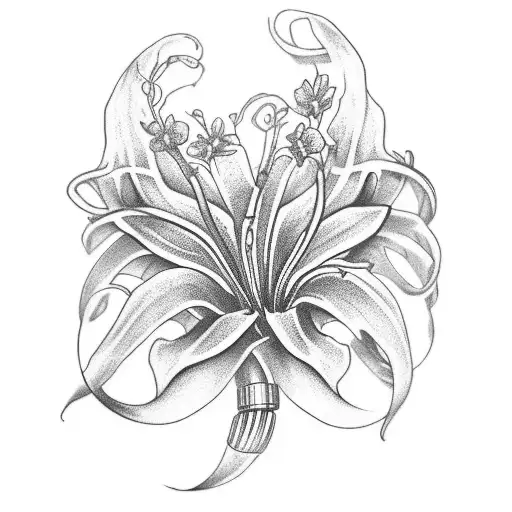 Brazalete Negro Con Spider Lilys