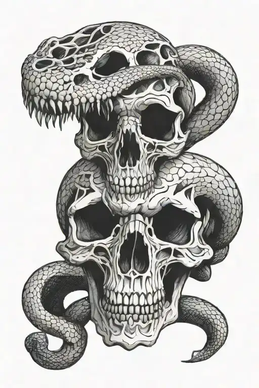 Snake Tattoo Featuring Animal Skull Wearing