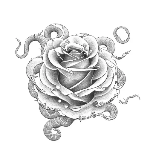 Snake With Roses With Turns To Liquid And Drips At The Bottom