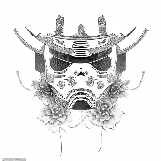 Flower And Mask Samurai