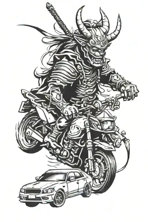 Car And Demon Samurai On