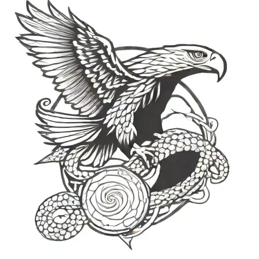 Eagle Soaring And Cobra Snake