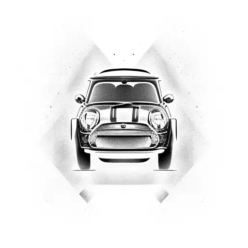 A Mini Cooper Racing Alongside A Formula 1 Car On A Winding Track