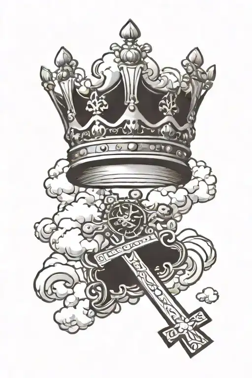 Crown With Clouds And Cross