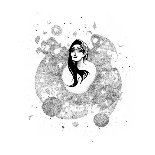 Woman Silhouette With Cosmic Background