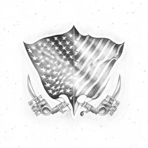 Thin Blue Line Police American Flag Sword