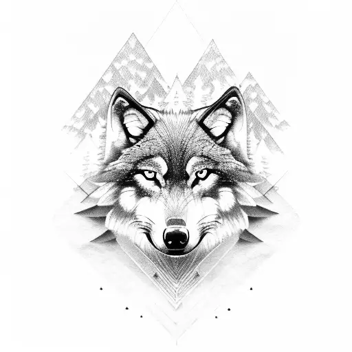 A Majestic Wolf Surrounded By A Vibrant Forest