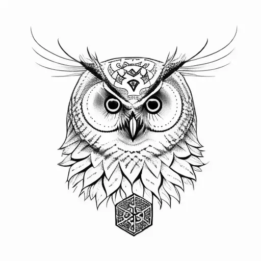 A Nordic Owl With Vegvisir