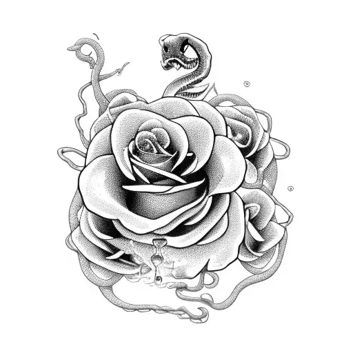 Snake With Roses With Turns To Liquid And Drips At The Bottom