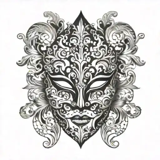 A Venetian Mask Adorned With Intricate Floral Patterns And Musical Notes