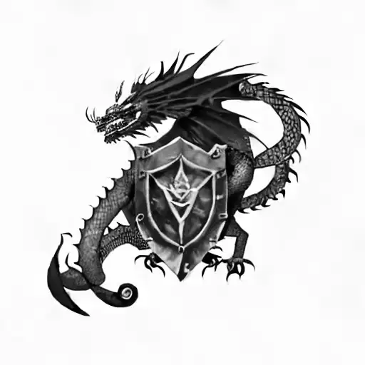 A Dragon With A Shield