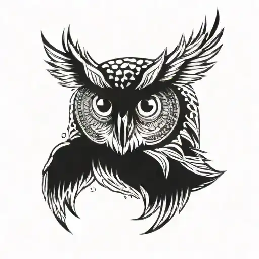 Draw An Owl In The Scandinavian Style Tattoo Design