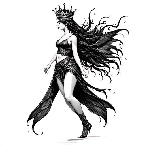 Pawg Nymph Gracefully Walking With Crown