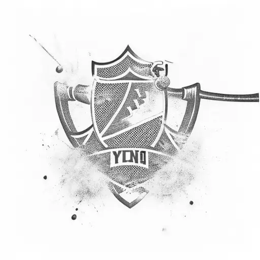 A Hockey Stick And Golf Club Crossed With A New York Rangers Logo In The Background