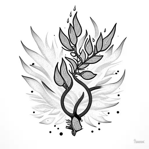 Olive Branch On Fire Tattoo