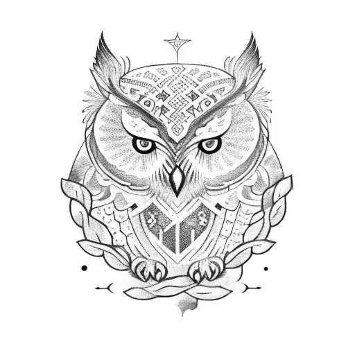 A Nordic Owl With Vegvisir