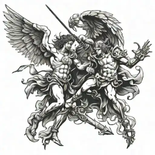 Heaven V Hell St Michael Fighting Satan