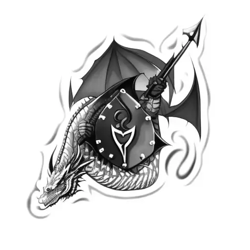 A Dragon With A Shield