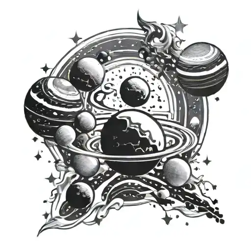 A Cosmic Scene With Planets And Stars Representing The Client's Love For Astronomy