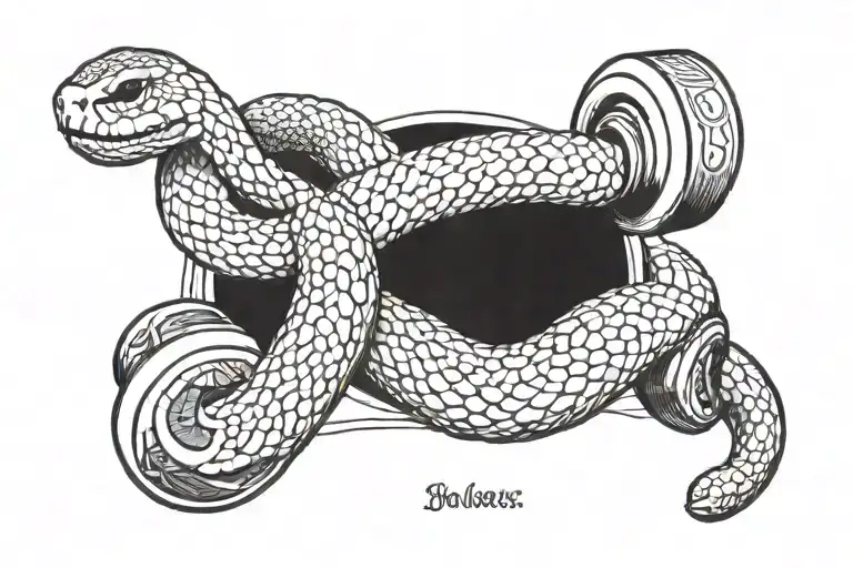 A Gym Dumbbell Morphing Into A Balinese Snake Motif