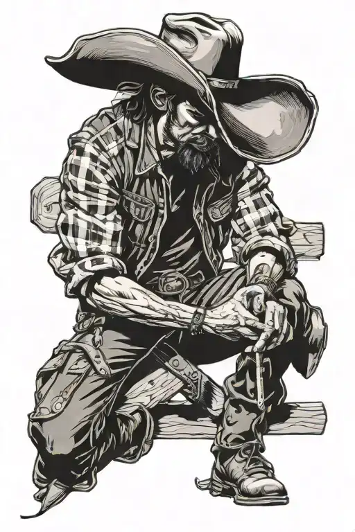 Cowboy Praying At The Cross