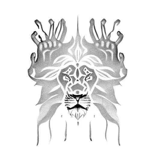 Lion Hand Tattoo With Glowing Eyes