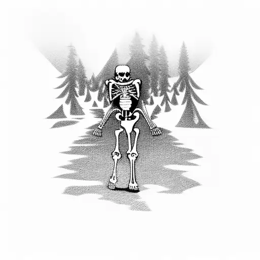 Skeleton Walking On A Path