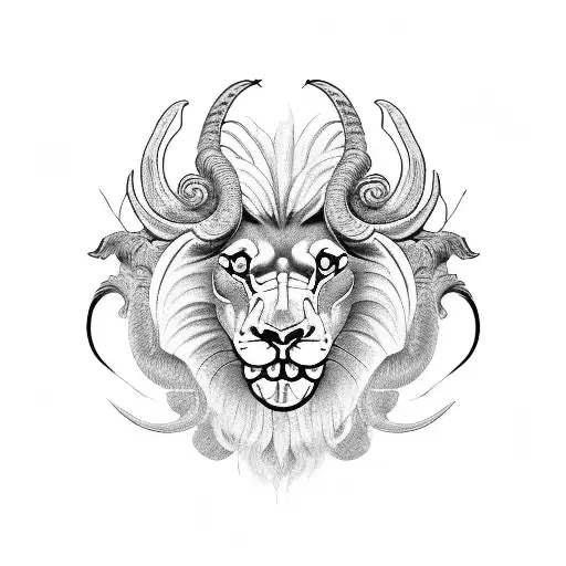 Chimera Lion Head With Goat Horns