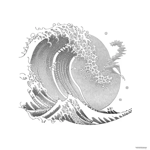 A Viltrumite Warrior Riding A Wave In A Ukiyo-e Inspired Design