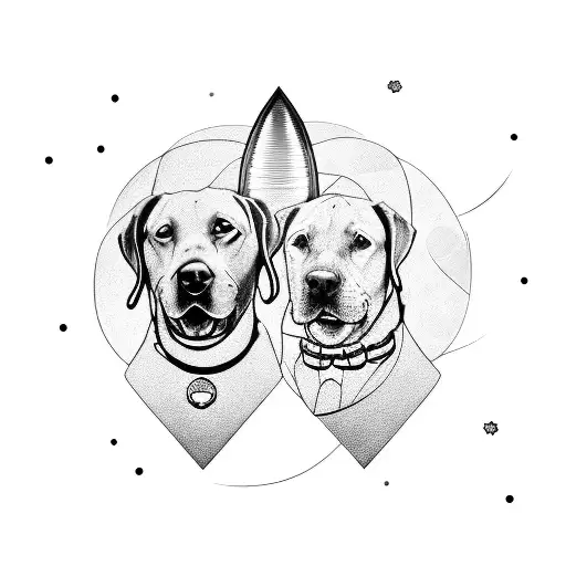 Two Labradors And Moon