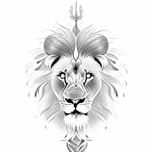 Lion With A Gladiolus Flower