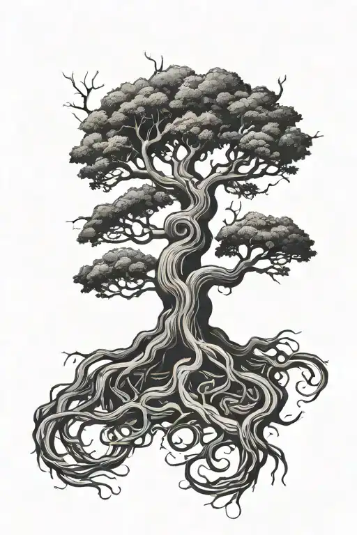 Yggdrasil With Roots Going Down The Arm