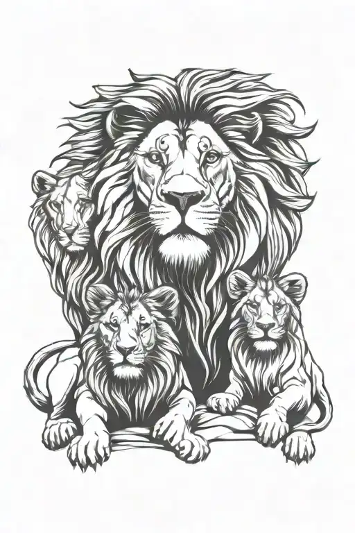 Lion Family With Heart