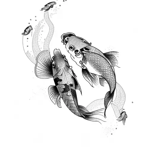 Two Beautiful Koi Fish Swimming Upward