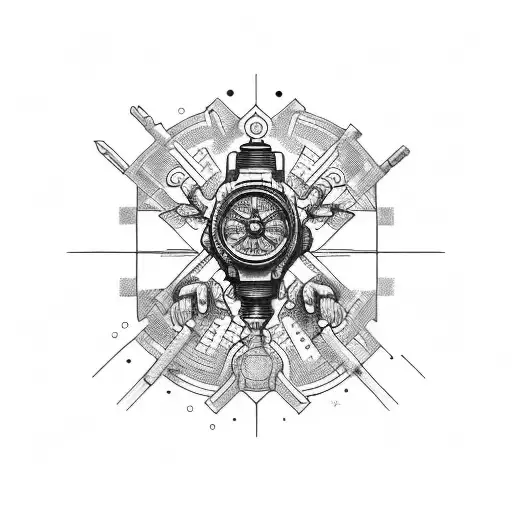Color Sketch Of A Tattoo On The Hand In The Style Of Mechanics-bio With Microelectronic Components