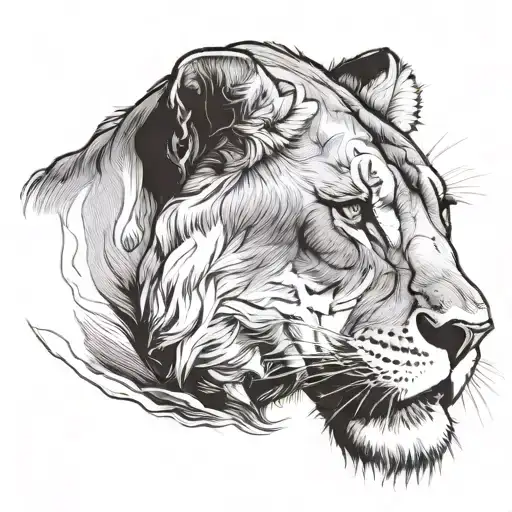 Side Profile Of Lioness Roaring Lion