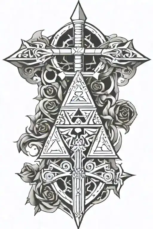 Zelda Sword And Triforce Symbol Cyber