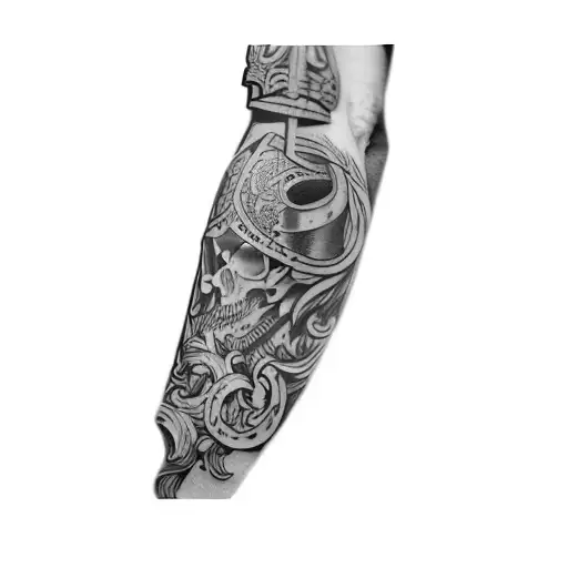 A Tattoo Of A Man With A Sword