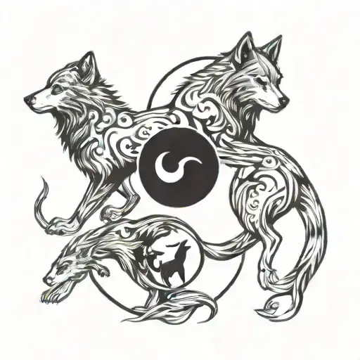 A Wolf And Ape In A Yin Yang Symbol Representing Balance And Harmony In Family Relationships