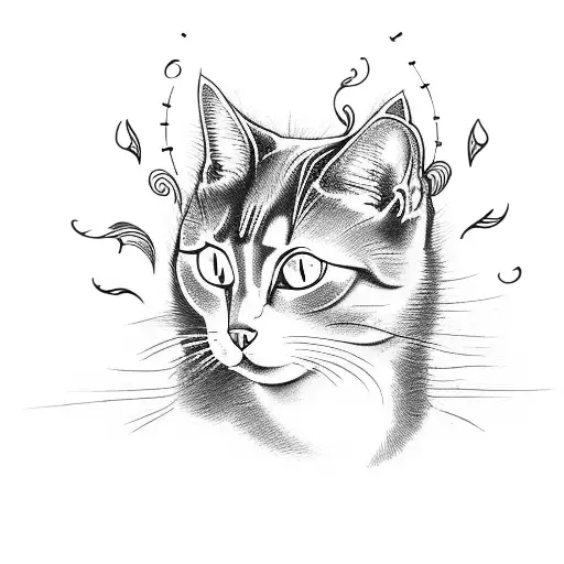 Cat With Blue Flames In Background