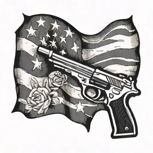 A Stylized American Flag With A Hidden Gun Motif Symbolizing Love